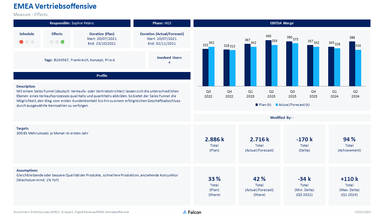 One of Falcon's more detailed project portfolio reports